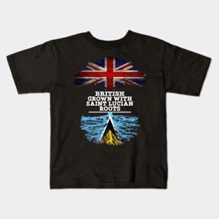 British Grown With Saint Lucian Roots - Gift for Saint Lucian With Roots From Saint Lucia Kids T-Shirt